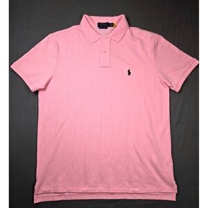 Polo Ralph Lauren Mens Pink Custom Slim Fit Polo Shirt Size Large